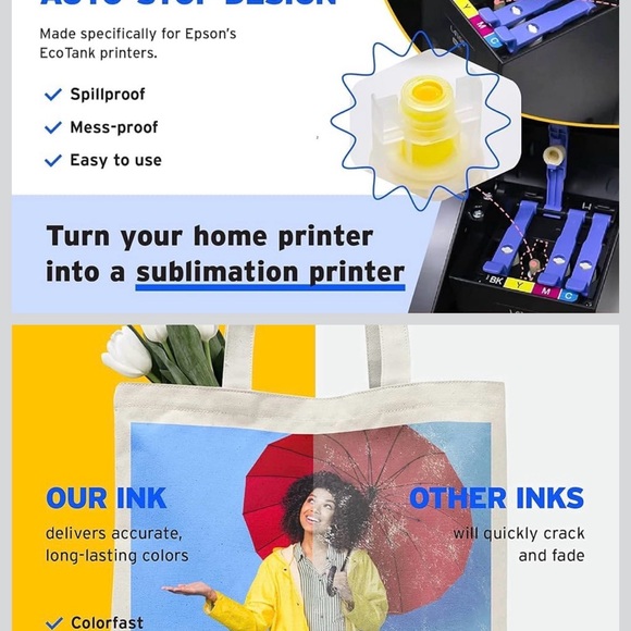 2 Sublimation Ink Set - Black, Magenta, Cyan, Yellow New in Original Packaging - Picture 4 of 7